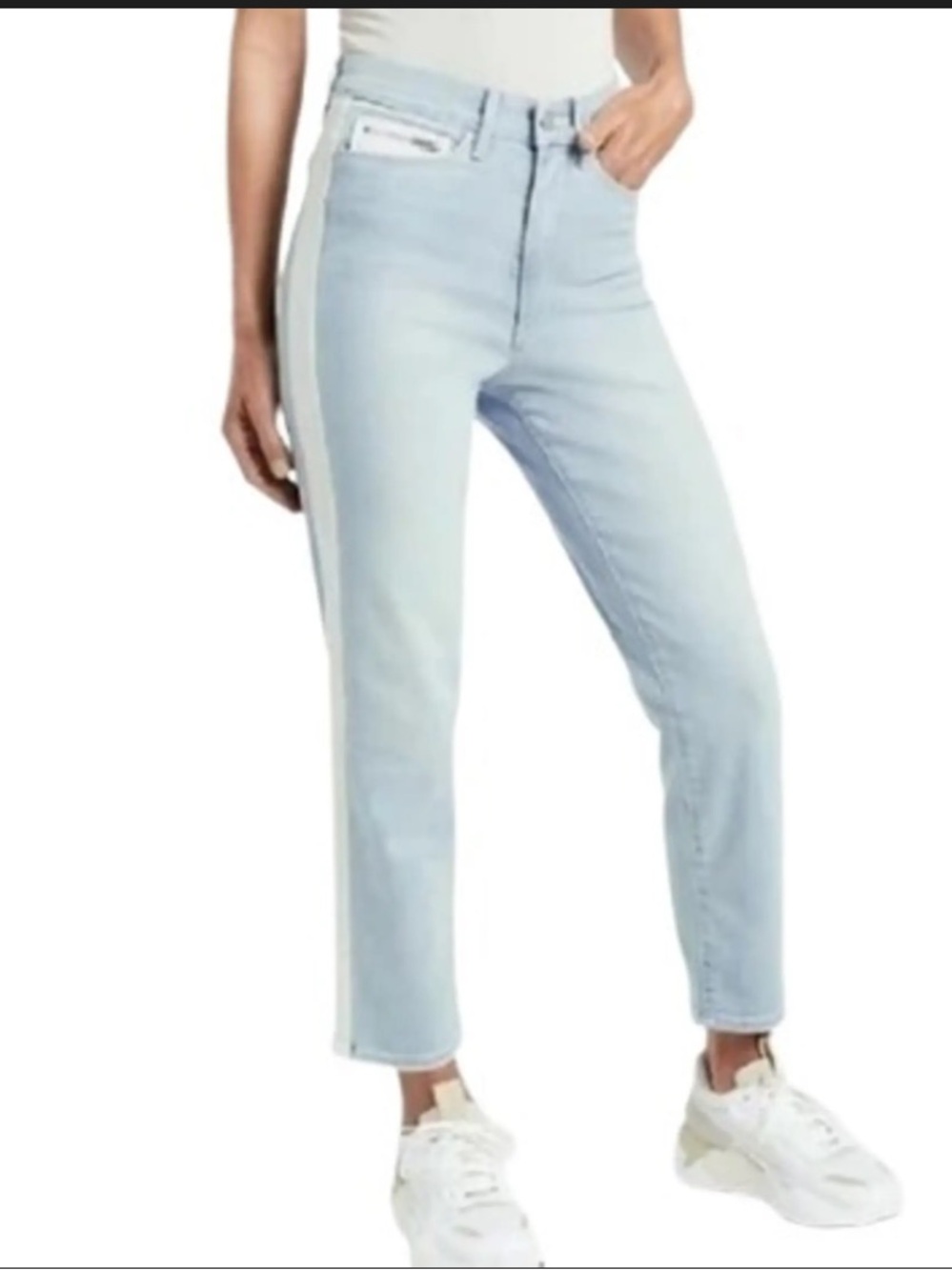 Athleta Sculpt Tek Straight Tuxedo Stripe Jeans Size 16